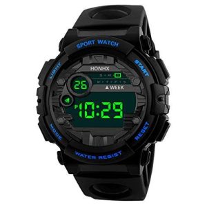 Men's Digital Sport Watch Electronic LED Fashion Waterproof Outdoor Casual Wrist Watch (Blue)