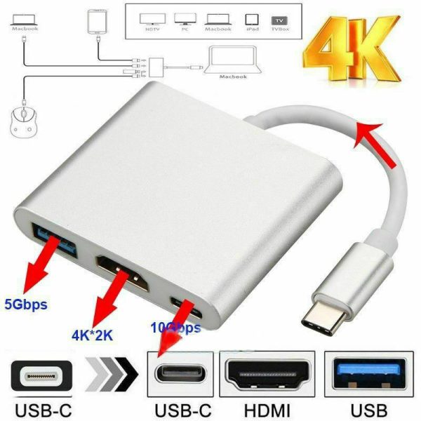 NEW USB Type C to HDMI HDTV TV Cable Adapter Converter For USB-C Phone Tablet