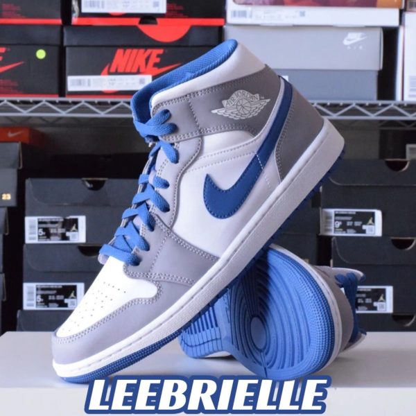 Nike Air Jordan 1 Mid True Blue Cement Gray White DQ8426-014 GS Men's Size