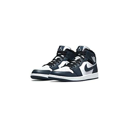 Nike boys Air Jordan 1 Mid GS Shoes, Armory Navy/White-black, 4.5 Big Kid