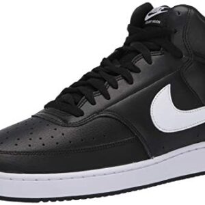 Nike Men's Court Vision Mid Sneaker, Black/White, 9 Regular US