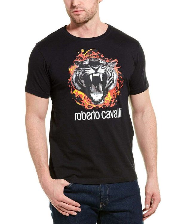 NWT ROBERTO CAVALLI MEN'S BLACK T-SHIRT Size XL Retail $149