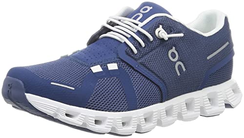 ON Women's Cloud 5 Running Shoes, Denim/White, 7.5