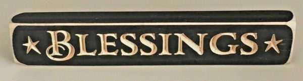 Primitive Country Home Decor Sign- 9 inch Blessings Wood Sign- Black or Red