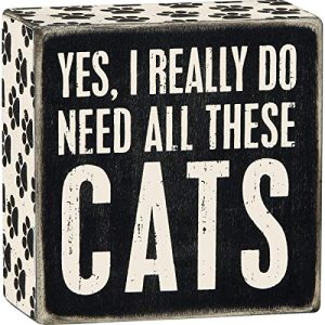 Primitives by Kathy Word Box Sign, 4" Square, Yes, Cats