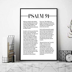 Psalm 91 Wall Art Canvas - Psalms 91 Poster Prints Bible Verse Wall Art Christian Picture Decor 16x24 Unframed
