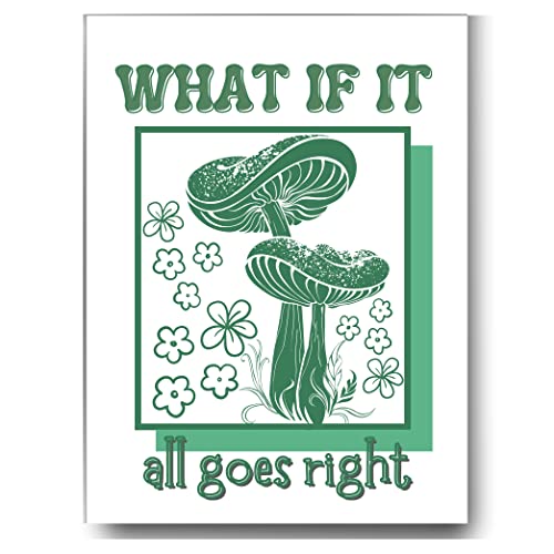Retro Poster Wall Art Print, Hippie Room Décor Aesthetic Wall Décor, Trippy Poster Room Décor Aesthetic Wall Art, Mushroom Poster Vintage, Positive Quote Poster Green, 60s 70s 80s Poster Print