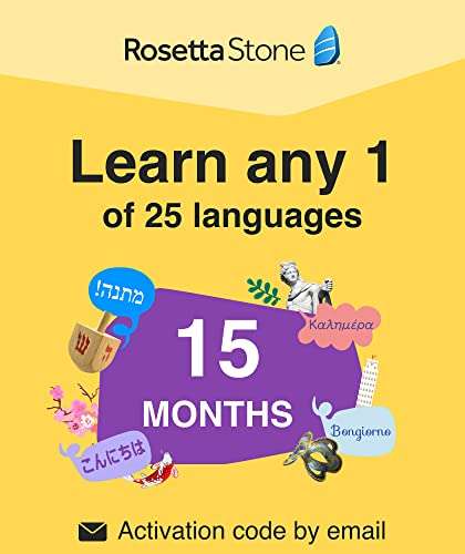 Rosetta Stone Learn One of 24+ Languages | 12 Months plus 3 Months FREE (15 months total) | PC/Mac/iOS/Android Online Code [Online Code]