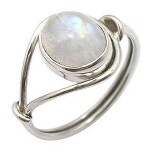 SilverStarJewel 925 Silver Oval Moonstone June Birthstone Ring for Women New Year Any Size 4.5 to 12