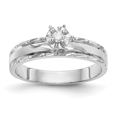 Solid 14k White Gold Trio Engagement Wedding Ring Size 5.5 (.05 cttw.)
