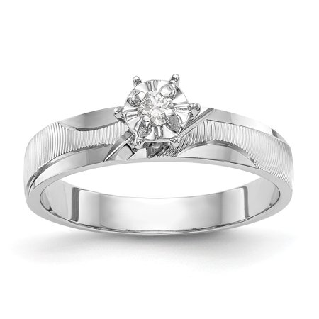 Solid 14k White Gold Trio Engagement Wedding Ring Size 9 (.05 cttw.)