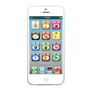 SPOGENN Toddler Learning Toy,Educational Touch Cell Phone Fun for Children Baby Kids with 8 Functions and Dazzling LED Light,White