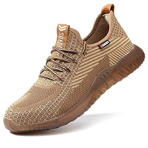 SUADEX Indestructible Steel Toe Work Shoes for Men Women Puncture Proof Composite Toe Working Shoes Brown