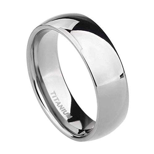 TIGRADE 2mm 4mm 6mm 8mm Titanium Ring Plain Dome High Polished Wedding Band Comfort Fit Size 4-15, 6mm, Silver, Size 9
