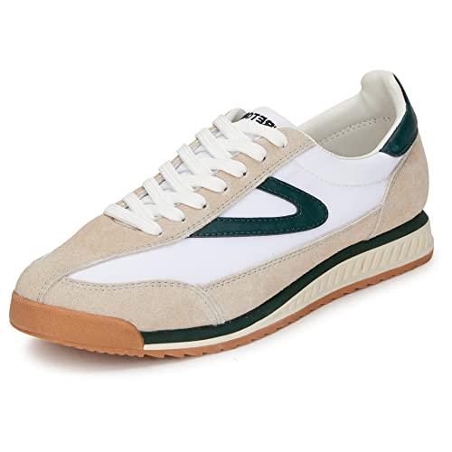 TRETORN Women's Rawlins Casual Lace-Up Sneakers, White/Green, 8