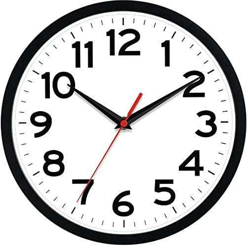 Wall Clock - Akcisot 10 Inch Silent Non-Ticking Modern Wall Clocks Battery Operated - Analog Small Classic Clock for Office, Home, Bathroom, Kitchen, Bedroom, School, Living Room(Black)