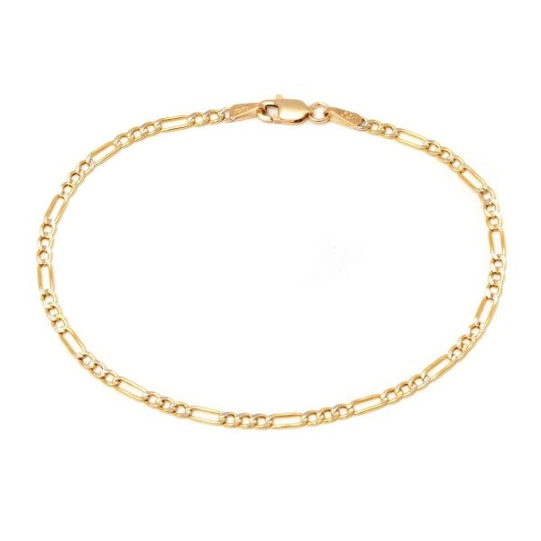 14K Yellow Gold 2.5mm Figaro Link Chain Anklet - 10" inch - ITALY 14K