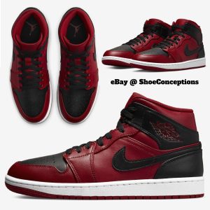 Air Jordan 1 Mid Shoes "Reverse Bred" Gym Red Black White 554724-660 Men's Sizes