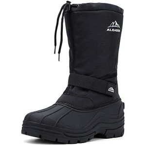 ALEADER Winter Boots for Men, Waterproof Snow Boots Hiking Shoes Black 12 D(M) US