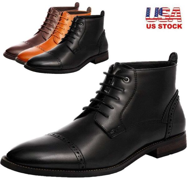 Bruno Marc Men's Dress Oxford Boots Lace up Busines Leather Chukka Ankle Shoes