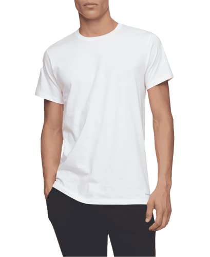 Calvin Klein Men's Short Sleeve Crewneck 100% Cotton T-Shirt Packs, 3 pack White, XXL