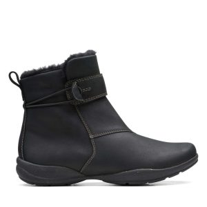 Clarks Womens Roseville Boot Black Leather Boots