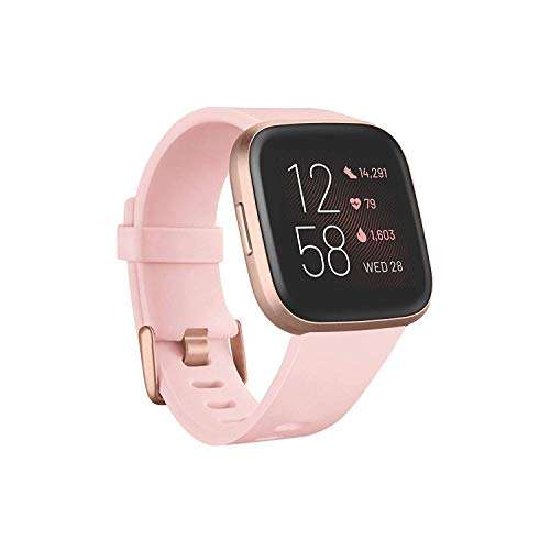 Fitbit Versa 2 Health & Fitness Smartwatch with Heart Rate, Music, Alexa Built-in, Sleep & Swim Tracking, Petal/Copper Rose, One Size (S & L Bands Included) (Renewed)