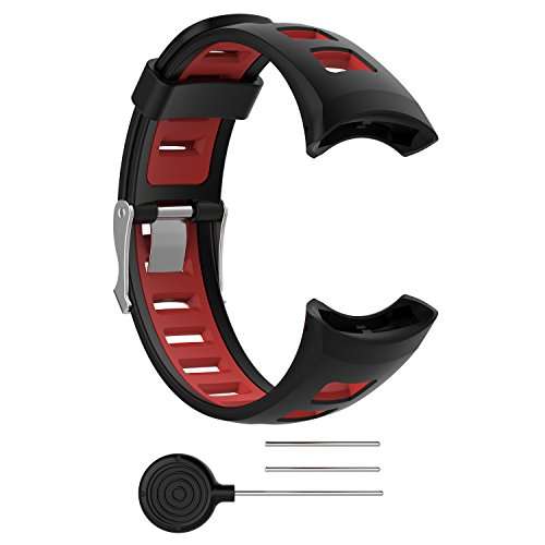 FitTurn Band Compatible with Suunto Quest Bands Replacement Fashion Dual Color Silicone Replace Watch Band Sports Strap for Suunto Quest M1 M2 M4 M5 Series Smart Watch(Black+Red)