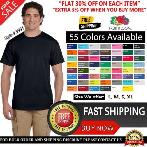 Fruit Of The Loom Men's T Shirt Casual Blank HD Cotton Crew Plain T-Shirt - 3931