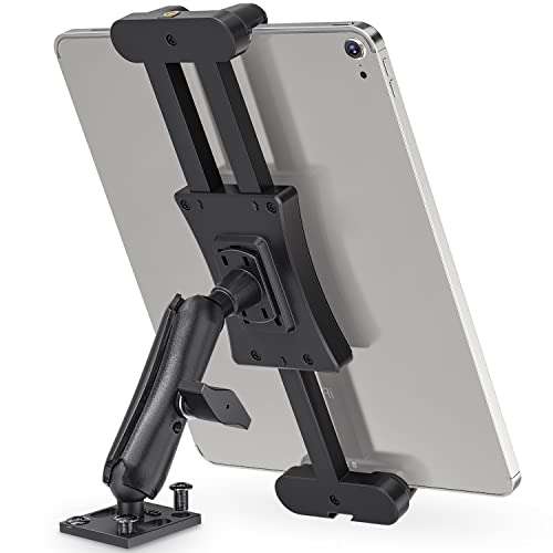 JUBOR Heavy Duty Tablet Truck Mount Drill Base iPad Car Stand Holder for 6.1" - 13" Tablets for Car/Truck/Commercial Vehicles Dashboard/Wall/Desk, Compatible with iPad Mini/Pro 12.9, Samsung Galaxy