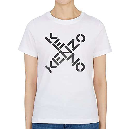 Kenzo Women's White Black Logo Short Sleeve T-Shirt (S)
