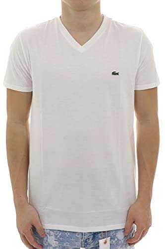Lacoste Men's Short Sleeve V-Neck Pima Cotton Jersey T-Shirt,White,XX-Large
