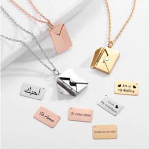 Love Letter Envelope Pendant Necklace Customized Names Personalized Jewelry Gift