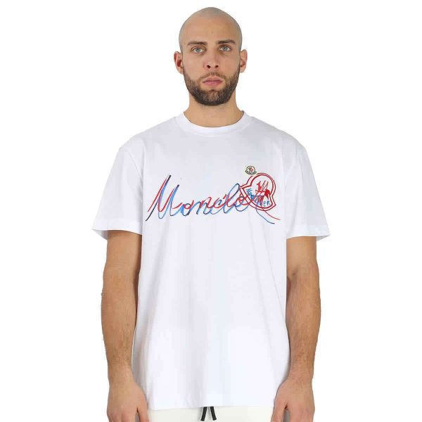 Moncler Men's White Logo-Print T-Shirt