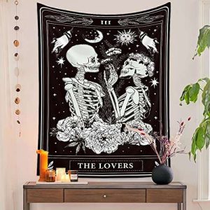 Naykow Skull Tapestries Black and White Skeleton Gothic Grunge Dark Witchy Wall Hanging Decor Tapestry for Bedroom Aesthetic Alt Room (30x40 inches vertical)
