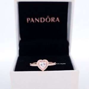 NEW 100% Authentic PANDORA Rose Gold Sparkling Elevated Heart Ring 188421C02