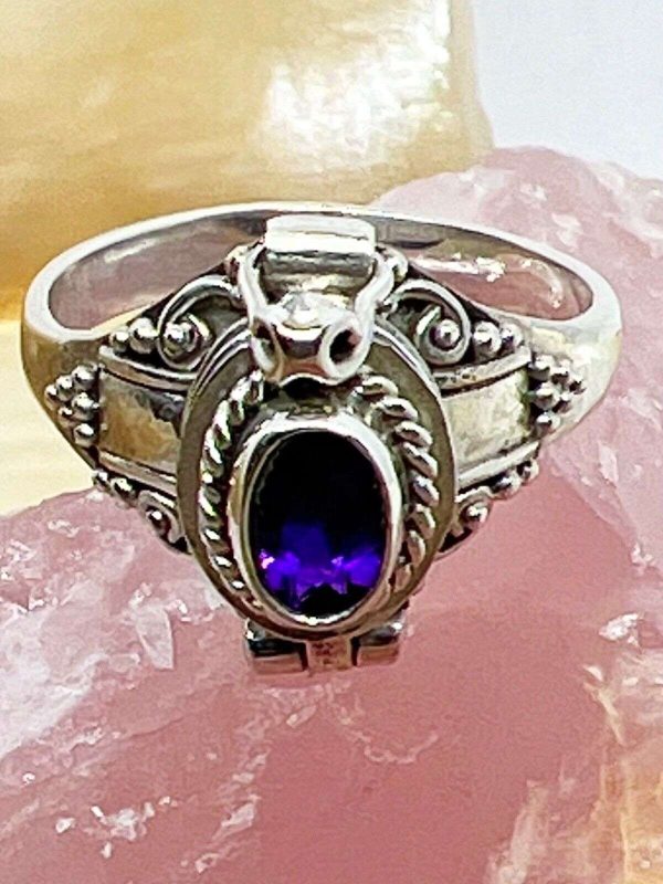 NEW Poison Ring Genuine Amethyst set in Sterling Silver 925
