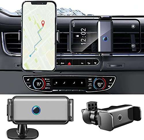 Phone Holder for Car, Universal Air Vent & Dashboard Hands Free Phone Mount for All Car, Electric Induction Mobile Phone Holder Compatible for iPhone Samsung All Smartphone