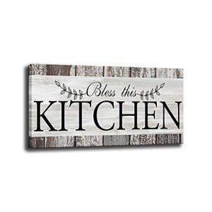 Shang Pin Rustic Farmhouse Kitchen Wall Art Home Decor Sign,Canvas Print Modern Kitchen Decorative,Dining Room or Living Room Wall Decor Hanging Artwork (8 X 16 inch, Black - Kitchen)