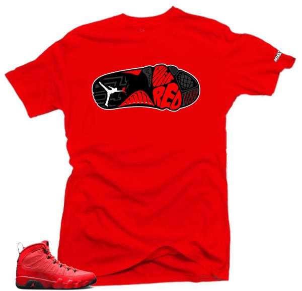 Shirt To Match Jordan 9 Chile Red Shoes-Chile Red Sole Tees