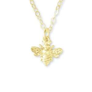 Small Gold Bee Necklace, Honeybee and Bumble Bee Jewelry, Minimal Save the Bee Necklace, Detailed Gold Vermeil Bee Charm on 14k Gold Filled Chain
