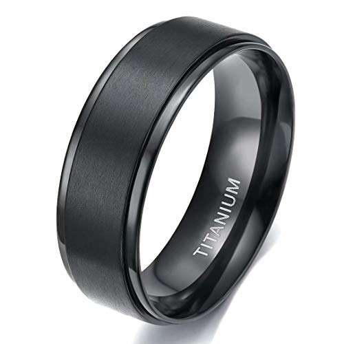 TIGRADE 4mm 6mm 8mm 10mm Black Titanium Rings Wedding Band Matte Comfort Fit for Men Women Size 3-15,Black 8MM, Size 10