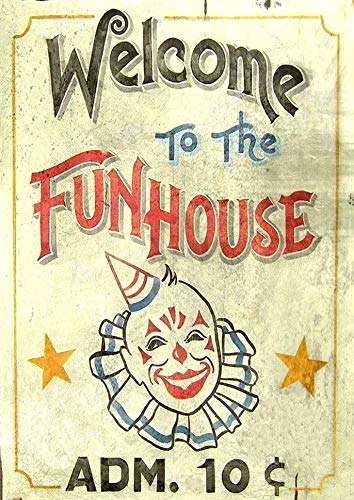 TIN Sign Fun House Circus Metal Decor Clown Art Kitchen Store Ranch Bar A827 Tin Sign 7.8inch11.8inch