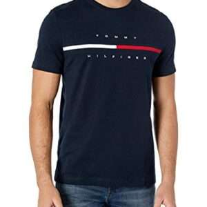 Tommy Hilfiger Men's Short Sleeve Logo T-Shirt,Sky Captin,XXL
