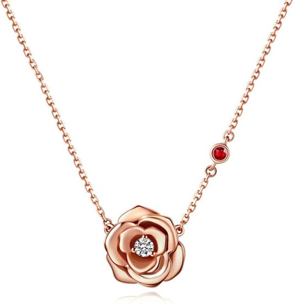 18k Rose Gold Plated CZ Stone Flower Pendant Necklace Jewelry Gift For Women 18"