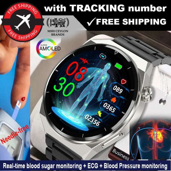 2023 Blood Sugar ECG PPG Blood Glucose Smart Watch Blood Pressure Temperature