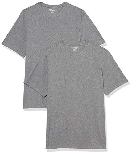 Amazon Essentials Men's Short-Sleeve Crewneck T-Shirt, Pack of 2, Grey Heather, 5X-Large Big Tall
