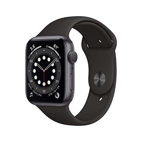 Apple Watch Series 6 (GPS, 44mm) - Space Gray Aluminum Case with Black Sport Band (Renewed)