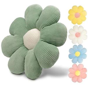 Awesims Home Decor Flower Pillow - Decorative Pillows, Super Soft 15.7" Cute Pillows, Floor Pillows Seating for Adults or Children, Flower Throw Pillow for Living Room, Kids Room, Car, Bedroom (Green)