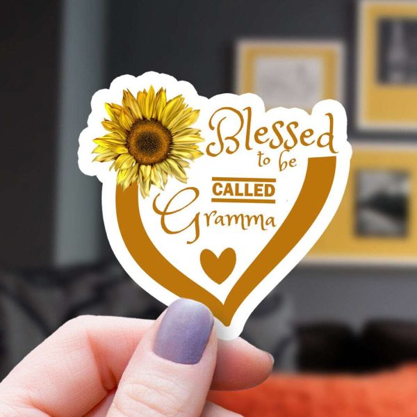 Beautiful and very cheerful sunflower blessed to be called Gramma vinyl sticker!